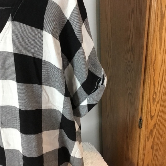 ROCK & Republic XXL black gray white plaid short sleeve blouse - Picture 7 of 11